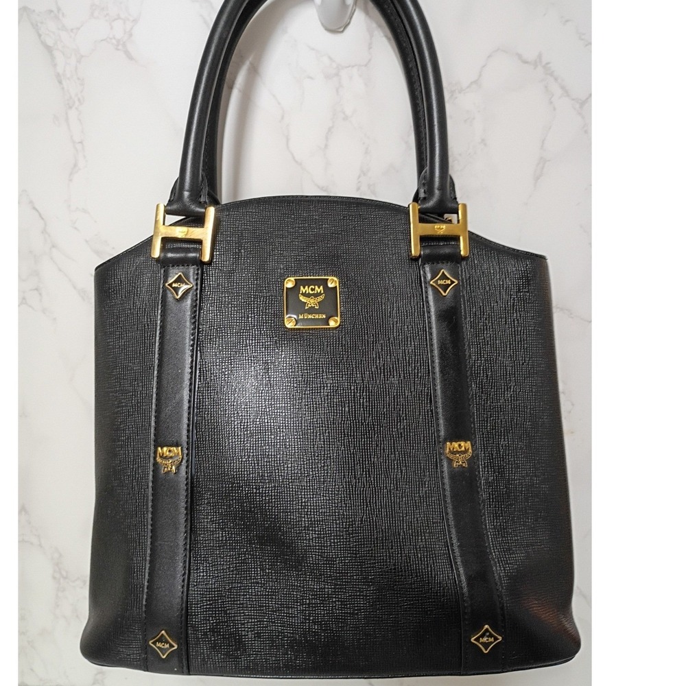 MCM Vintage - Black Grained Saffiano Leather Tote/Satchel w/ COA - EUC